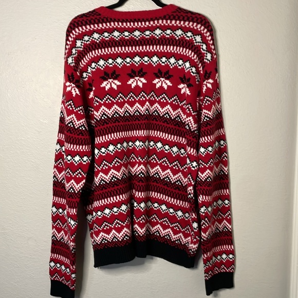 33 Degrees Men Red Knit Boston Terrier Dog Ugly Christmas Sweater Holiday - Picture 2 of 7